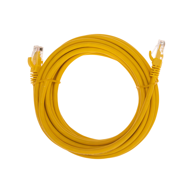Шнур коммутационный патч-корд U/UTP, CAT 6, RJ45-RJ45, 26AWG, LSZH, желтый, 5м REXANT