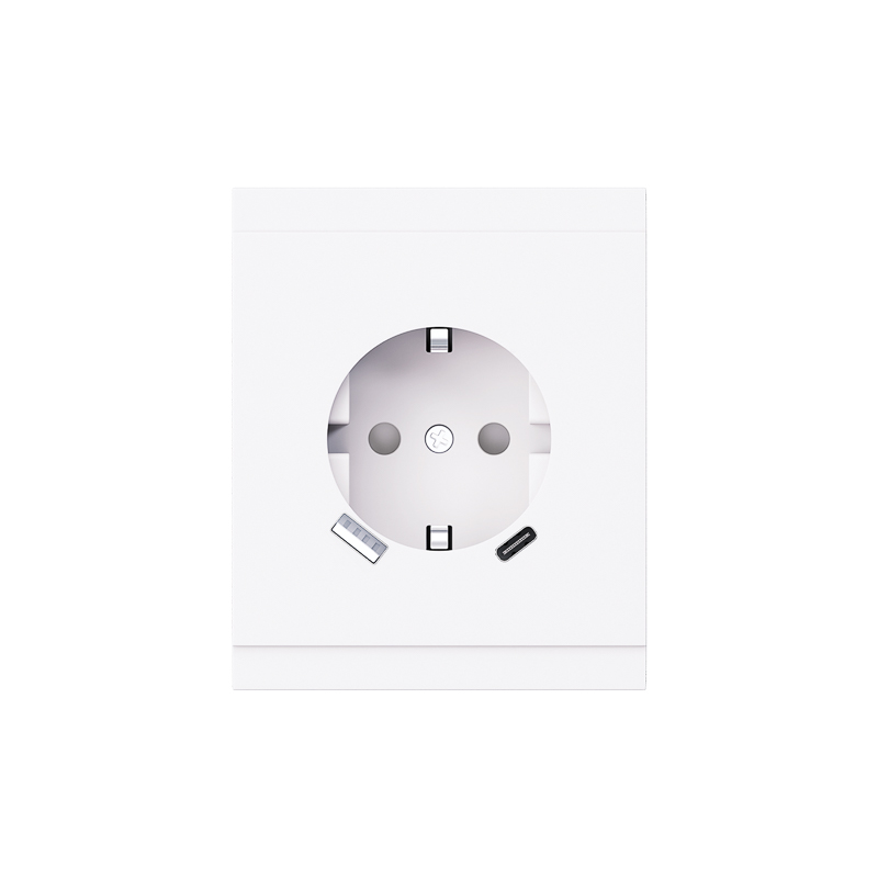 Розетка SETE 1-ая с/з с/у з/ш 16А с USB A+C быстрой зарядки 5В/3А жемчуг IP20/IP44 KRANZ