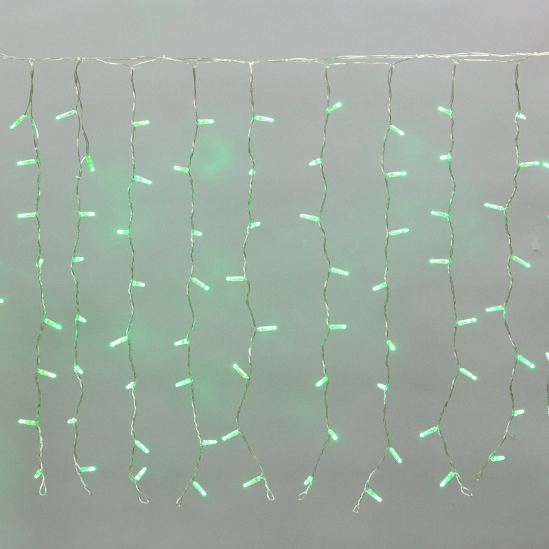 Гирлянда светодиодная Занавес 2x0,8м 160 LED ЗЕЛЕНЫЙ прозрачный ПВХ IP65 постоянное свечение 230В блок в комплекте NEON-NIGHT