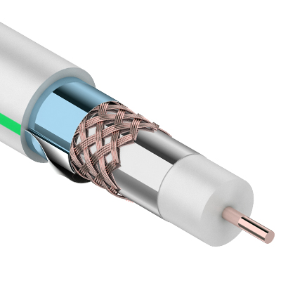 Кабель коаксиальный RG-6U, 75Ом, Cu/Al/Cu/Al, 90%, две фольги, 100м, внутренний, белый REXANT