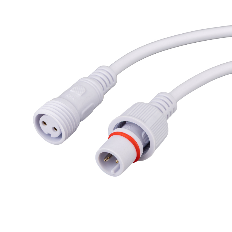 Соединительный кабель 2-контактный (2pin) герметичный (IP67) 2х1,0мм² белый REXANT