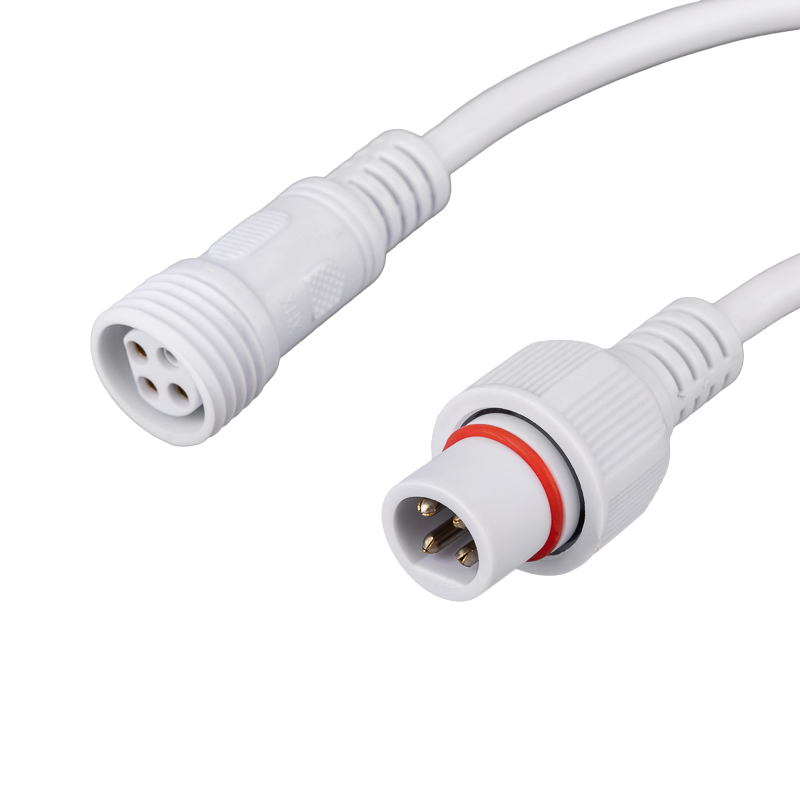 Соединительный кабель 4-контактный (4pin) герметичный (IP67) 4х0.75мм² белый REXANT