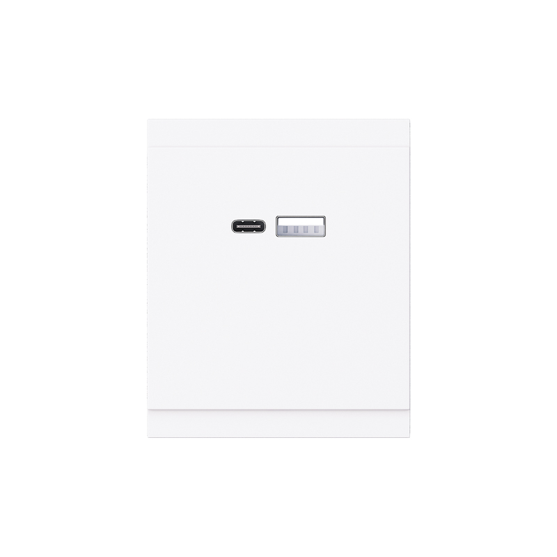 Розетка SETE USB-A+Type-C 3А с функцией быстрой зарядки жемчуг IP20/IP44 KRANZ
