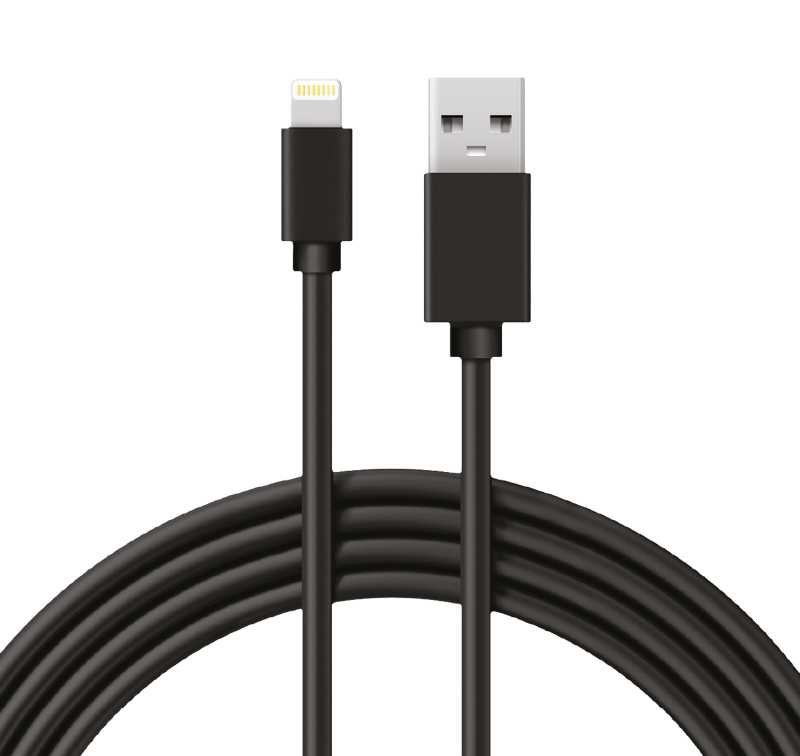 Кабель USB-A – Lightning, 2,4А, 1м, ПВХ, черный REXANT