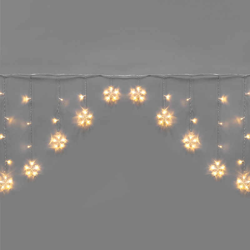 Гирлянда Арка со звездами 2,5х1,2м, 136LED ТЕПЛЫЙ БЕЛЫЙ, прозрачный ПВХ, IP20, свечение с динамикой, 230В, не соединяется, с контроллером 8 режимов