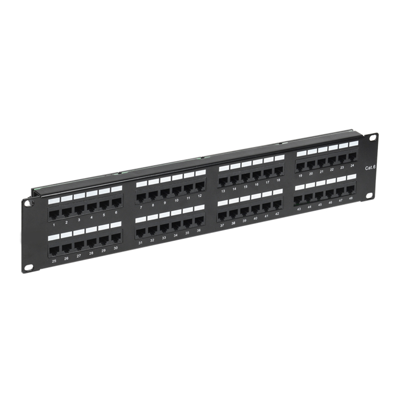 Патч-панель 19" с кабельным органайзером 2U, CAT 6, 48 портов RJ-45, неэкранированная, Dual IDC REXANT