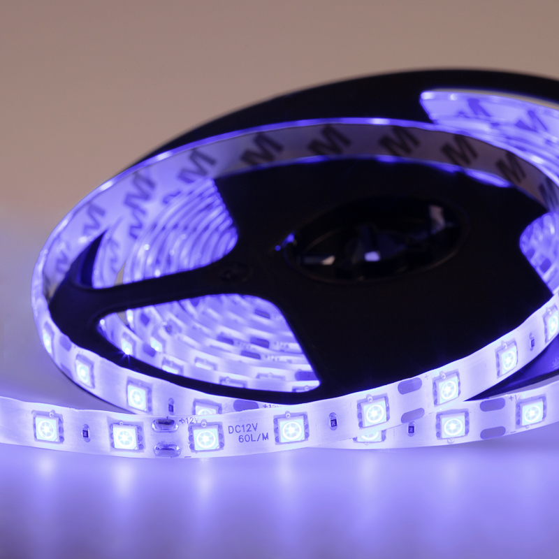 Лента светодиодная 12В, SMD5050, 14,4Вт/м, 60 LED/м, синий, 10мм, 5м, IP65 LAMPER