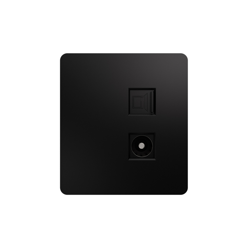Розетка ROUND компьютерная RJ45 кат6 + TV с/у оникс KRANZ