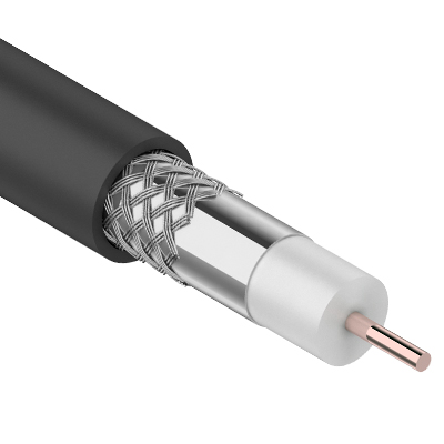 Кабель коаксиальный RG-6U, 75Ом, CCS/Al/Al, 48%, 100м, внешний, черный PROconnect