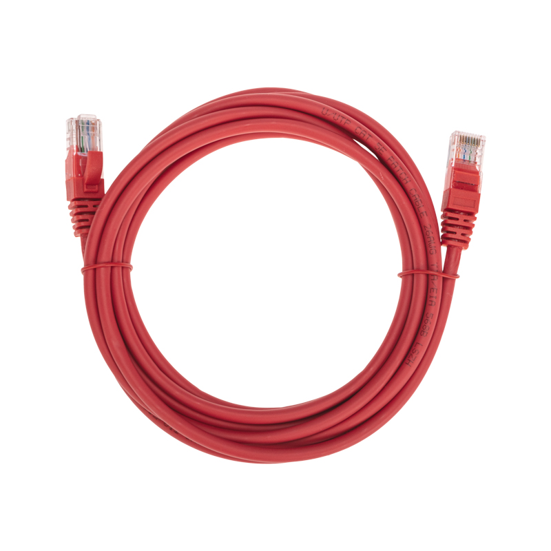 Шнур коммутационный патч-корд U/UTP, CAT 5e, RJ45-RJ45, 26AWG, LSZH, красный, 3м REXANT