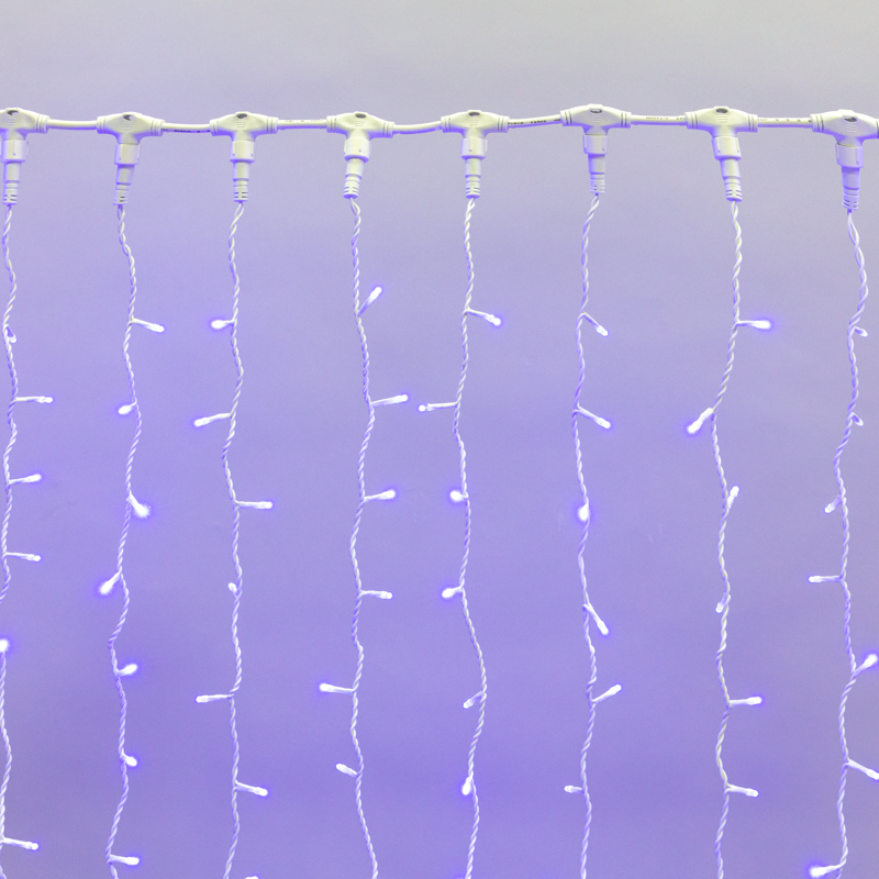 Гирлянда светодиодная Занавес 2х1,5м 360 LED СИНИЙ белый ПВХ IP65 постоянное свечение 230В блок в комплекте NEON-NIGHT