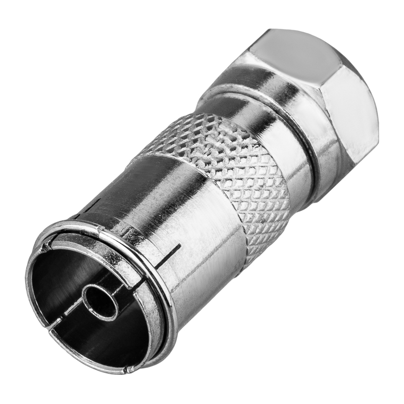 Переходник антенный, гнездо ТВ – штекер F, 1 шт. REXANT