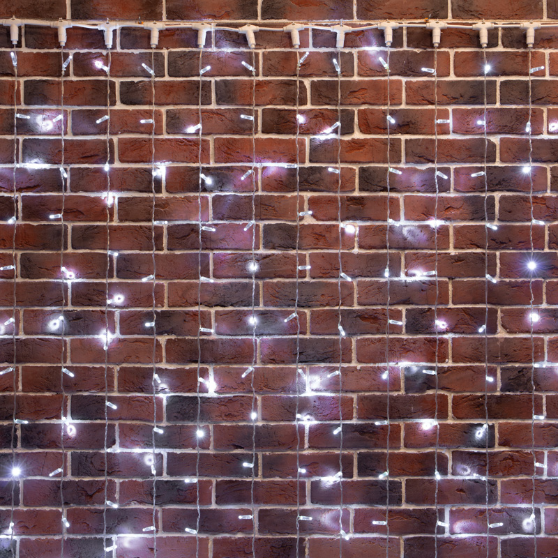 Гирлянда Занавес 2х6м 768 LED БЕЛЫЙ прозрачный ПВХ IP65 эффект мерцания 230В нужен блок 303-500-1
