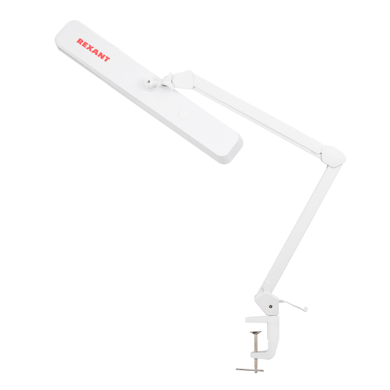 Лампа настольная бестеневая, струбцина, ЭКО-свет, 324 SMD LED, диммер, теплый/холодный свет, белая REXANT