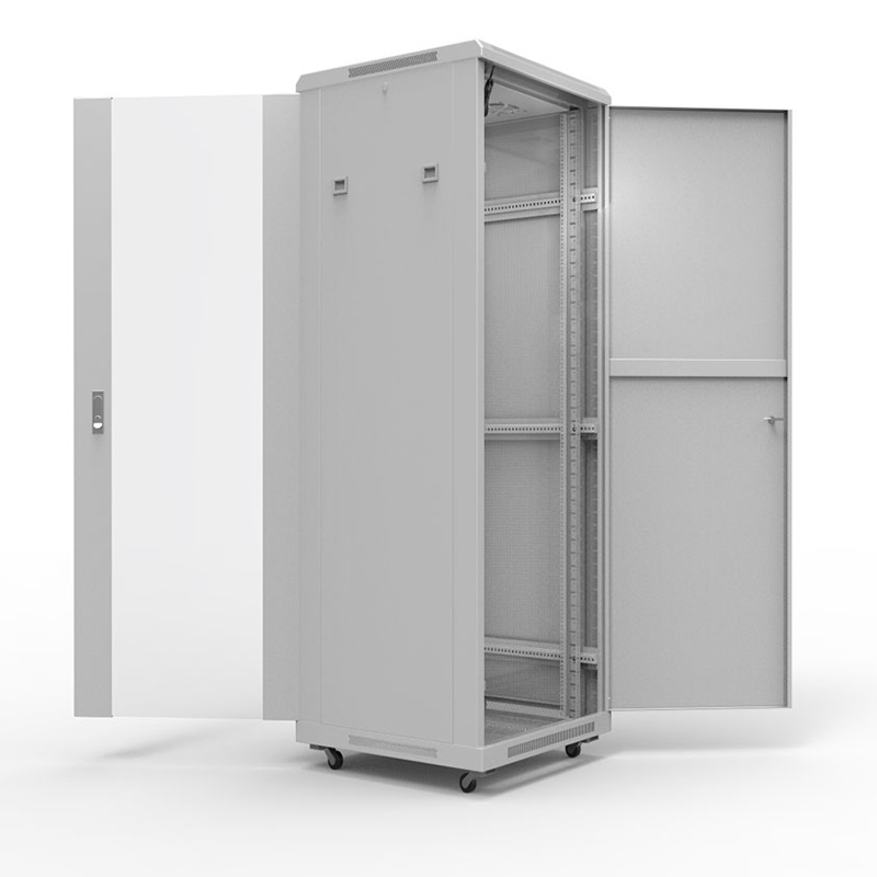 Шкаф телекоммуникационный напольный 19" 22U 600х600мм, дверь стекло, задняя дверь металл, разборный, серый (RAL 7035) REXANT