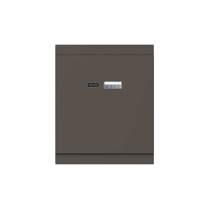 Розетка SETE USB-A+Type-C 3А с функцией быстрой зарядки графит IP20/IP44 KRANZ