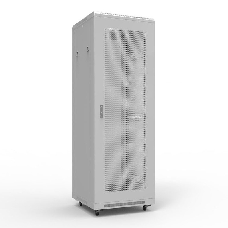 Шкаф телекоммуникационный напольный 19" 22U 600х800мм, передняя и задняя дверь перфорация, разборный, серый (RAL 7035) REXANT