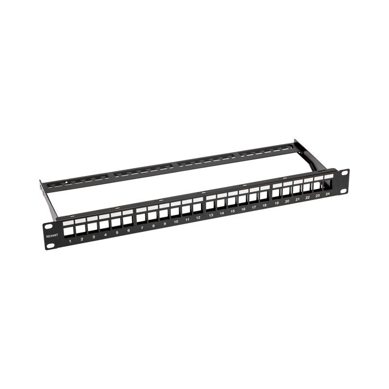 Патч-панель 19" наборная с кабельным органайзером 1U, 24 порта RJ-45, неэкранированная REXANT