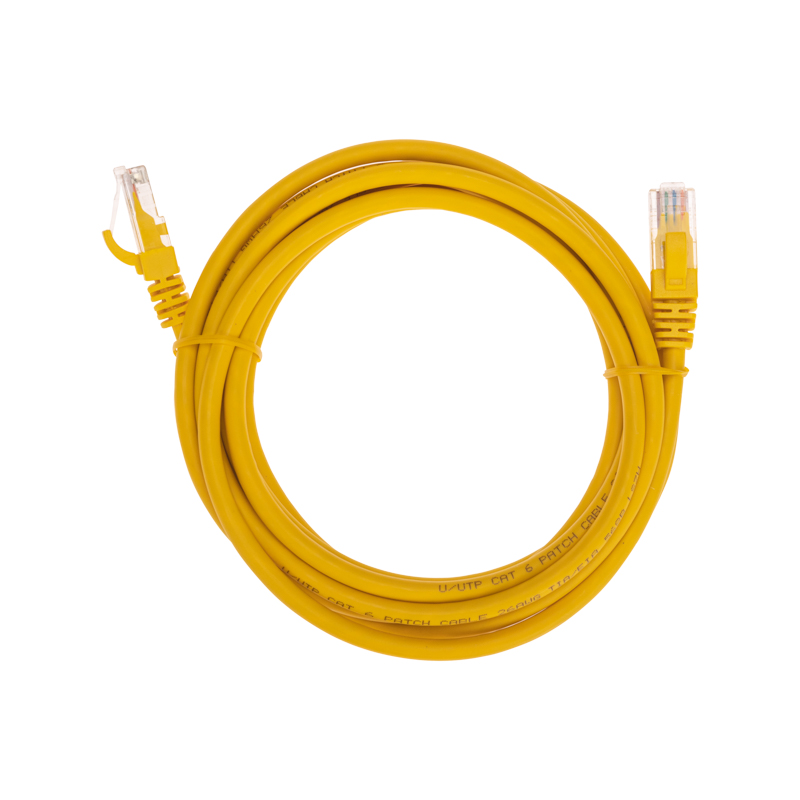 Шнур коммутационный патч-корд U/UTP, CAT 6, RJ45-RJ45, 26AWG, LSZH, желтый, 3м REXANT
