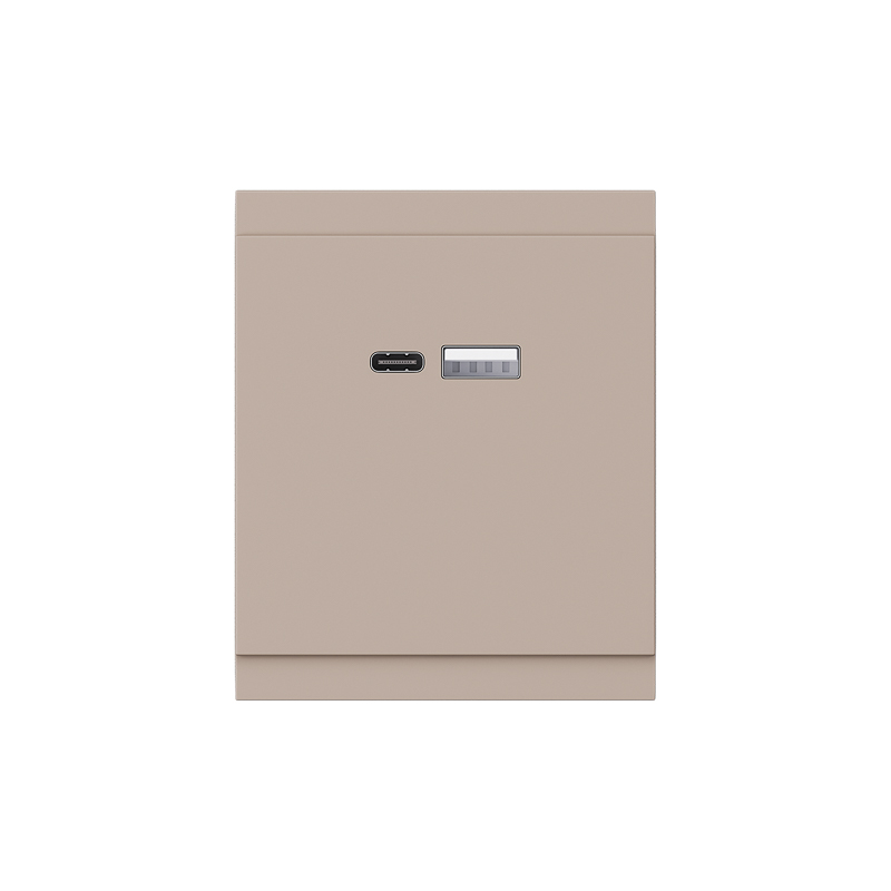 Розетка SETE USB-A+Type-C 3А с функцией быстрой зарядки кашемир IP20/IP44 KRANZ