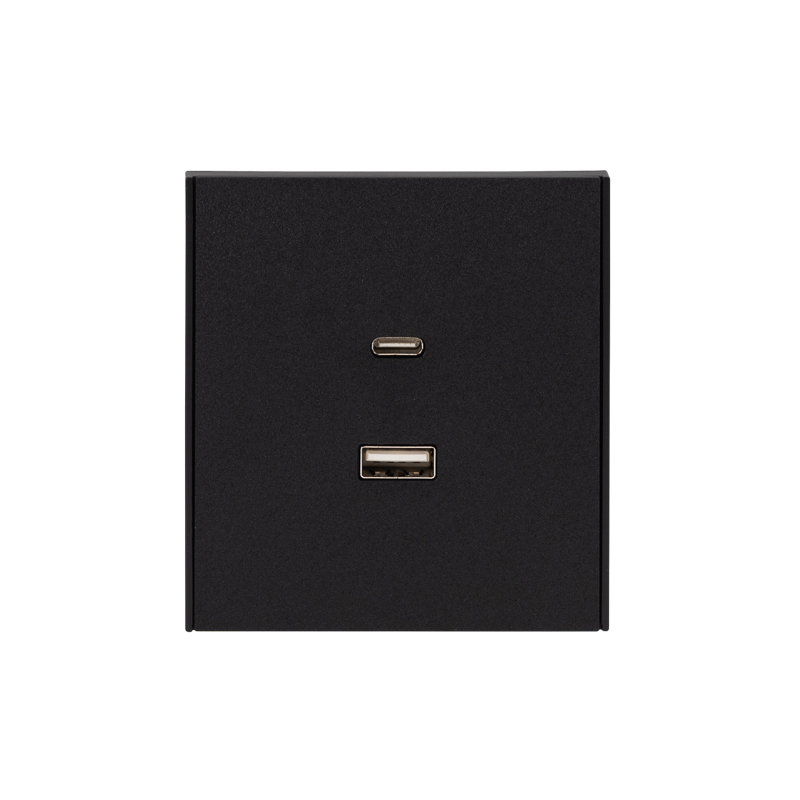 Розетка STRONG USB-A+Type-C 3А с функцией быстрой зарядки антрацит KRANZ