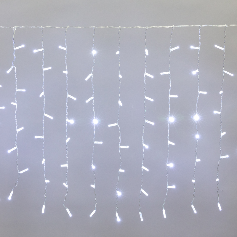 Гирлянда светодиодная Занавес 2x0,8м 160 LED БЕЛЫЙ прозрачный ПВХ IP65 постоянное свечение 230В нужен блок 303-500-1 NEON-NIGHT