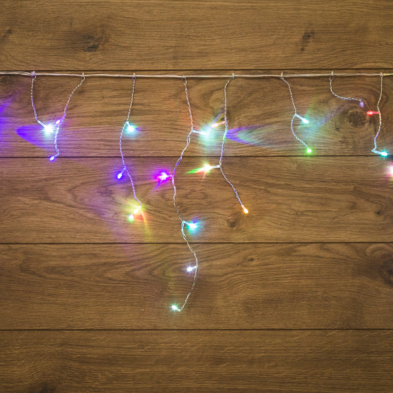 Гирлянда Бахрома (Айсикл), 1,8х0,5м, 48 LED RGB, прозрачный ПВХ, IP20, быстрая смена цвета, 230В, не соединяется