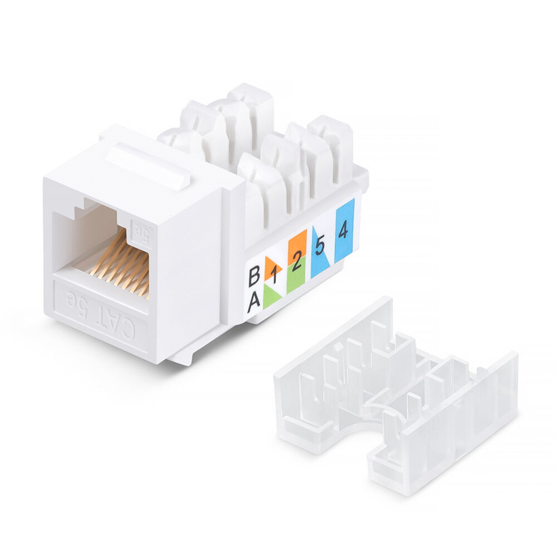 Модуль Keystone Jack RJ-45 CAT 5e неэкранированный 110 IDC тип 90 градусов, белый REXANT