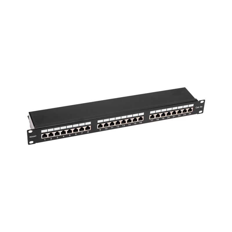 Патч-панель 19" 1U, CAT 5e, 24 порта RJ-45, экранированная, Dual IDC REXANT