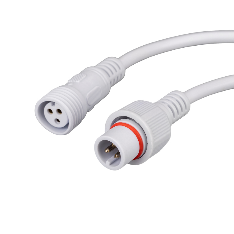 Соединительный кабель 3-контактный (3pin) герметичный (IP67) 3х0.5мм² белый REXANT