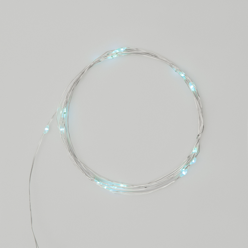 Гирлянда светодиодная Роса 2м, 20LED, БИРЮЗОВЫЙ, IP20, тонкий батарейный блок, 2хCR2032 в комплекте NEON-NIGHT