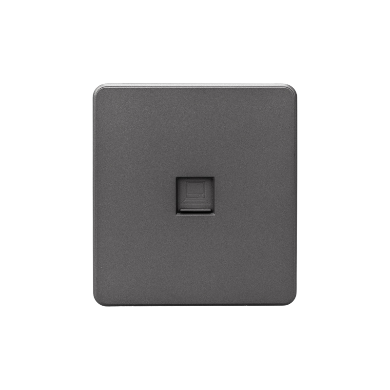 Розетка ROUND компьютерная RJ45 кат6 с/у титан KRANZ