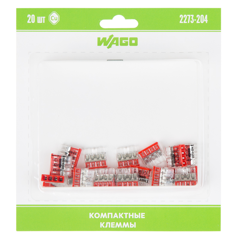 2273-204 Экcпресс-клемма, 4-проводная до 2,5 мм², (20 шт/уп) WAGO