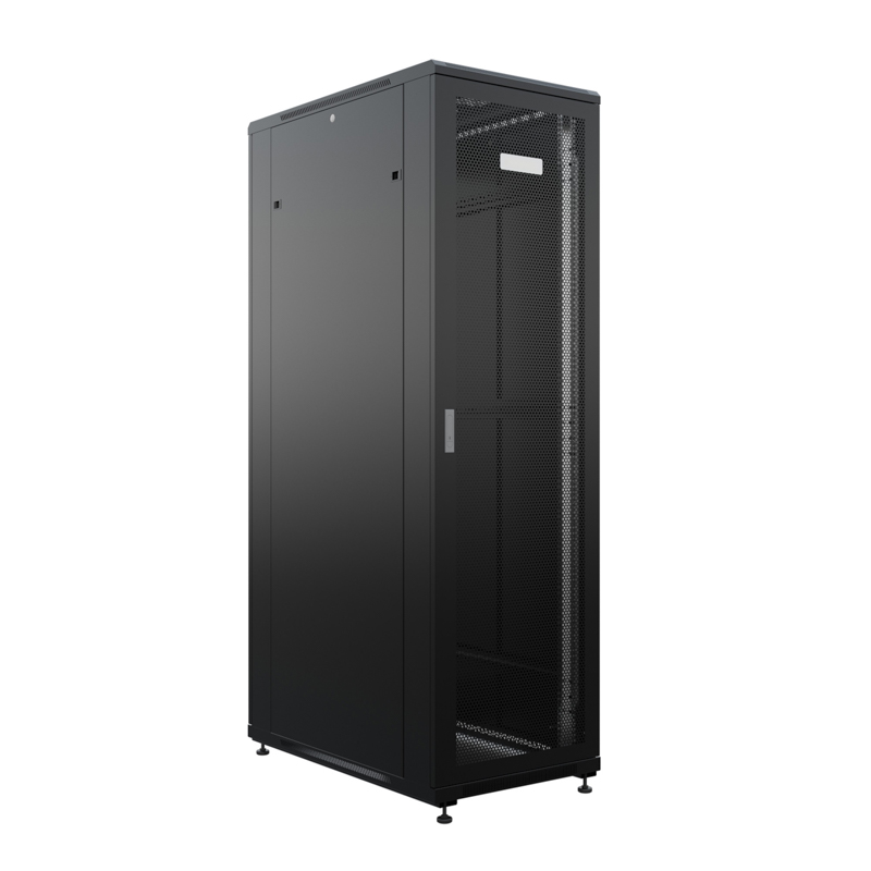Шкаф телекоммуникационный напольный 19" 42U 800х1000мм, передняя и задняя дверь с перфорацией, разборный, черный (RAL 9005) REXANT