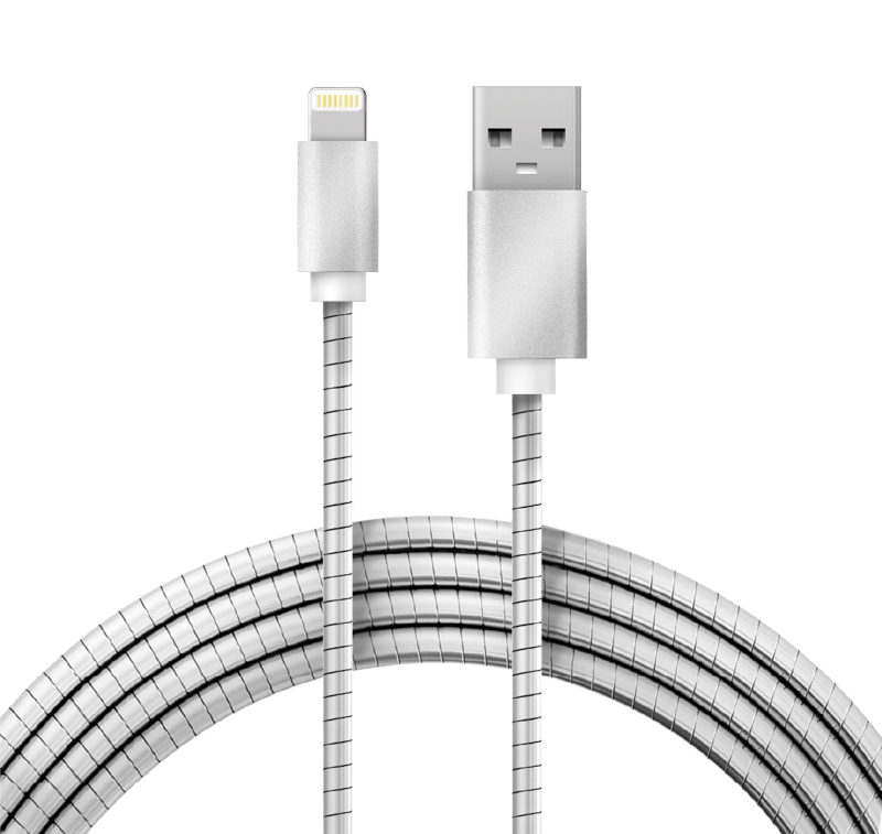 Кабель USB-A – Lightning, 2,4А, 1м, в металлической оплетке REXANT