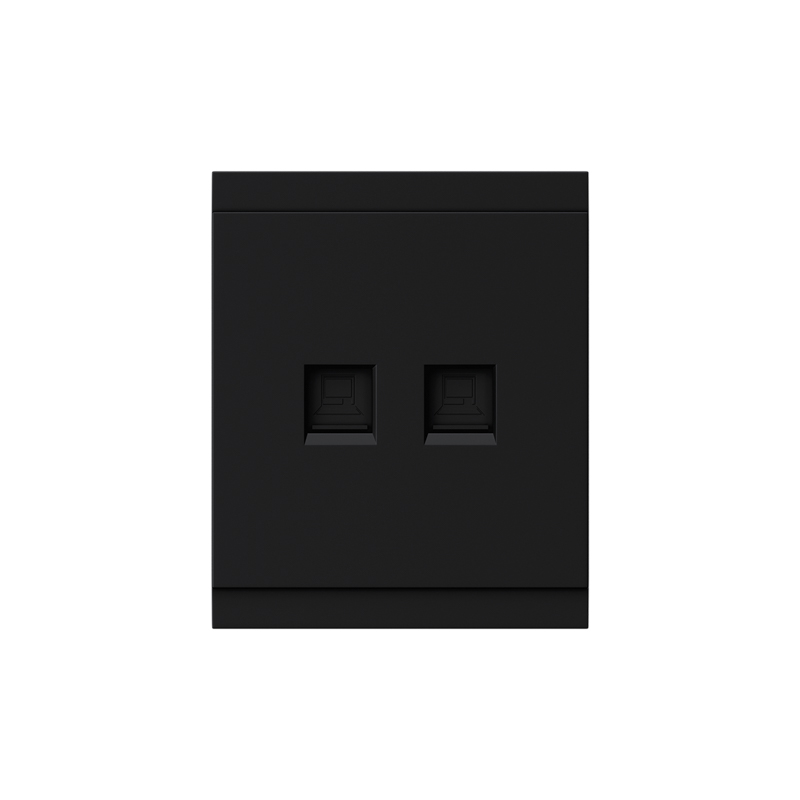 Розетка SETE компьютерная двойная RJ45+RJ45 кат6 с/у антрацит IP20/IP44 KRANZ
