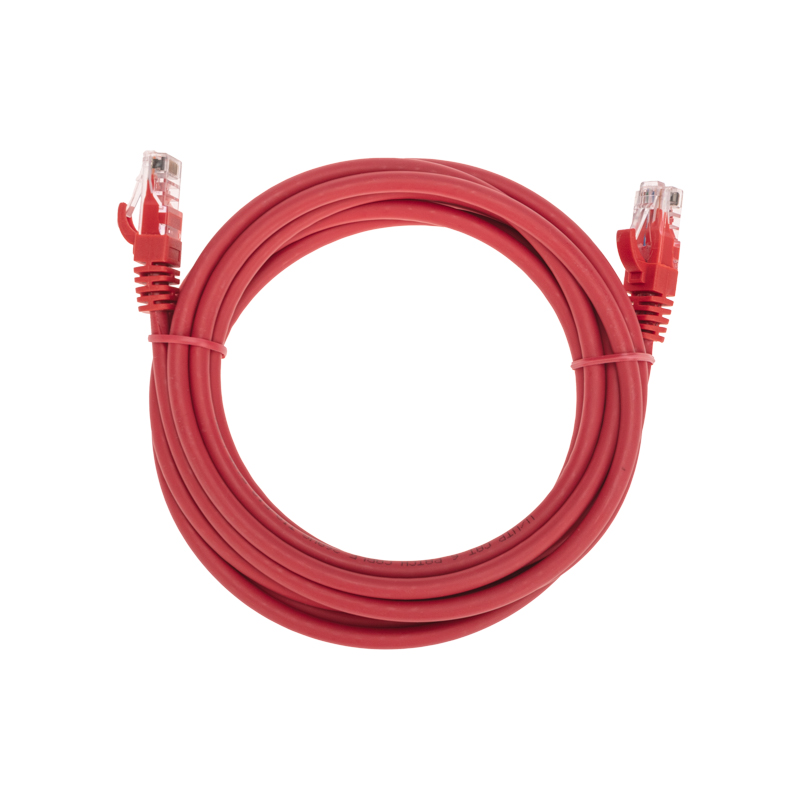 Шнур коммутационный патч-корд U/UTP, CAT 6, RJ45-RJ45, 26AWG, LSZH, красный, 3м REXANT