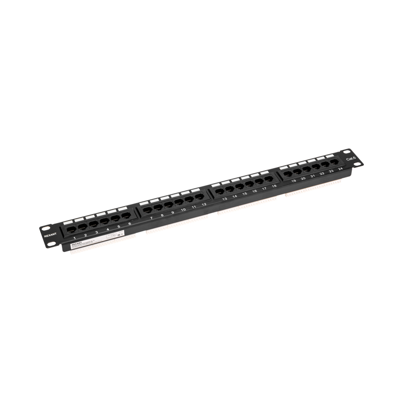 Патч-панель 19" 1U, CAT 6, 24 порта RJ-45, неэкранированная, Dual IDC REXANT