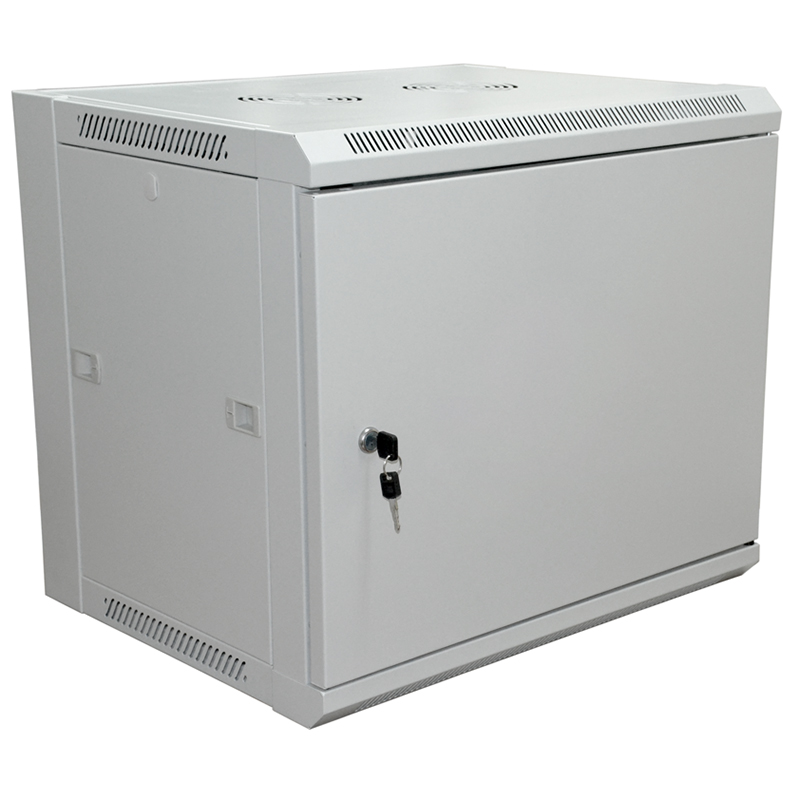 Шкаф телекоммуникационный настенный 19" 12U 600×450×635мм, дверь металл, с задней стенкой, разборный, серый RAL 7035 REXANT