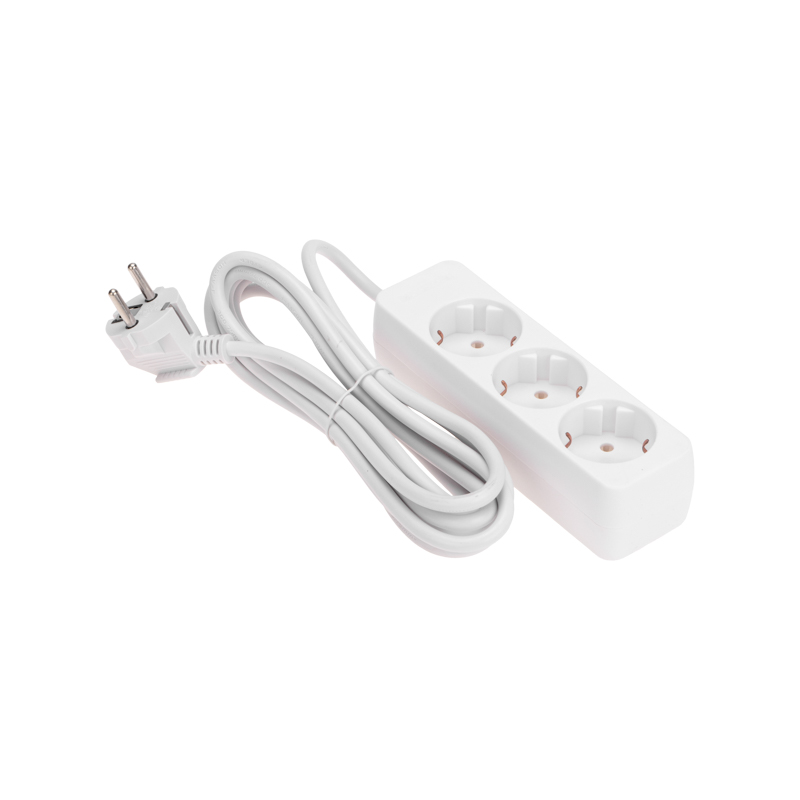 Удлинитель 3 гнезда, 3м, 3х0,75мм², с/з, белый PROconnect