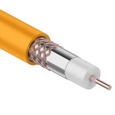Кабель коаксиальный RG-6U нг(А)-HF, Cu/Al/Cu, 64%, 75Ом, 100м, внутренний, оранжевый REXANT