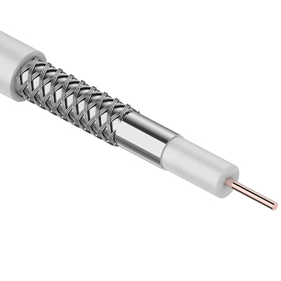 Кабель коаксиальный DG-113, Cu/Al/CuSn, 75%, 75Ом, 100м, внутренний, белый CAVEL