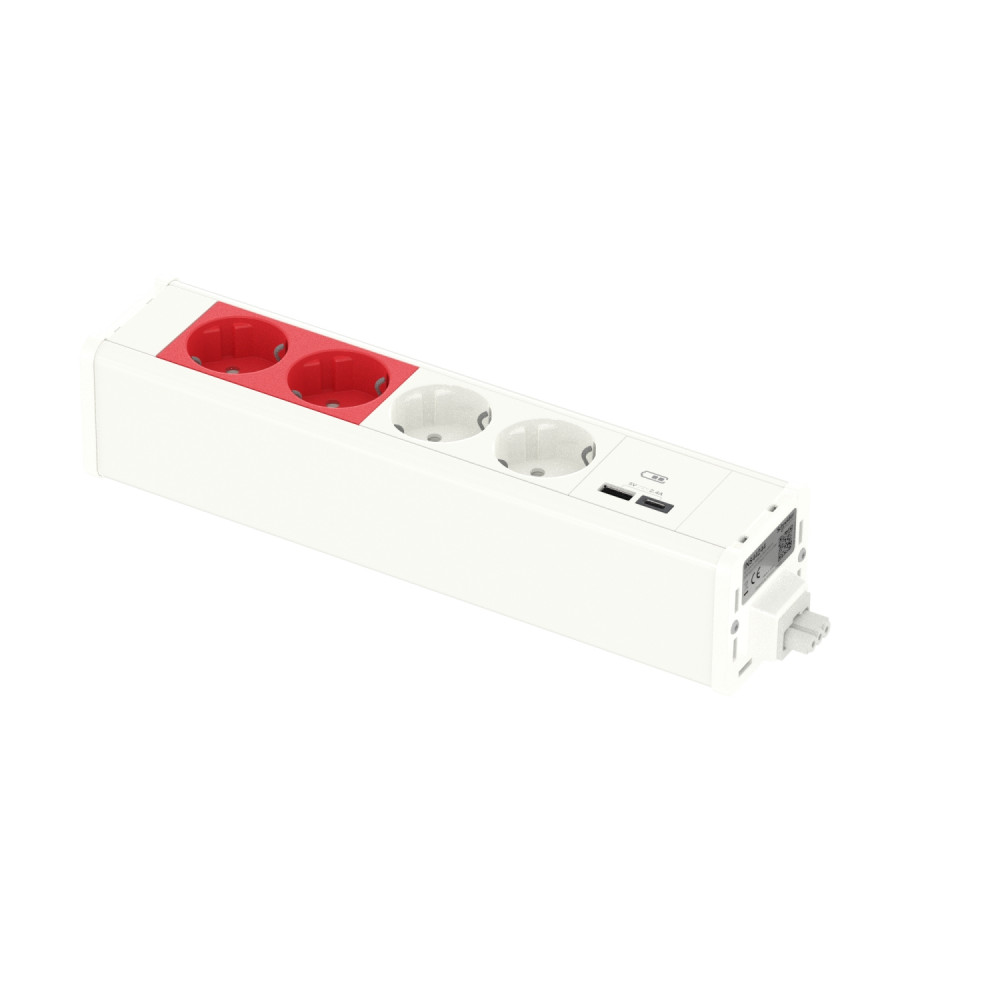Unica System+ Блок 2хРозетка БЕЛАЯ + 2хРозетка КРАСНАЯ + 2хUSB типа A/C БЕЛЫЙ