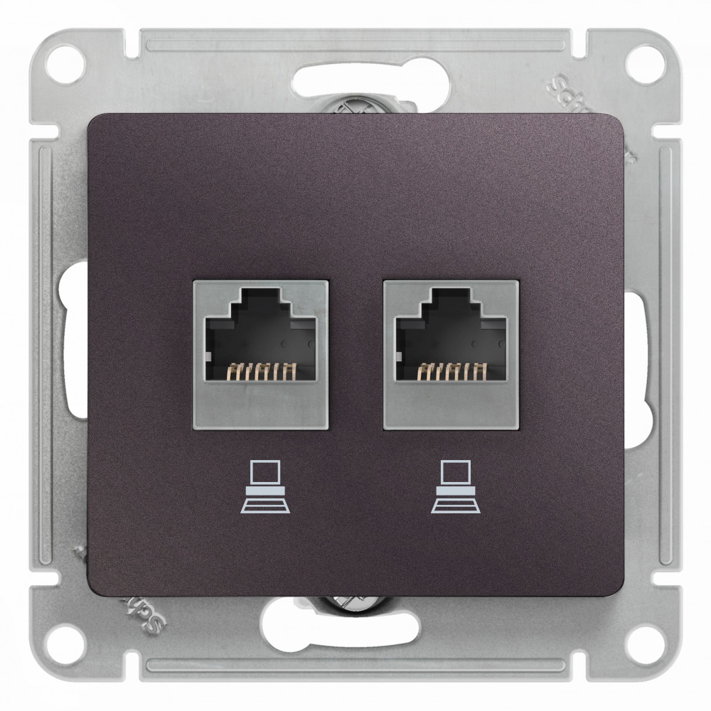 GLOSSA РОЗЕТКА двойная компьютерная RJ45+RJ45, кат.5Е, механизм, СИРЕНЕВЫЙ ТУМАН