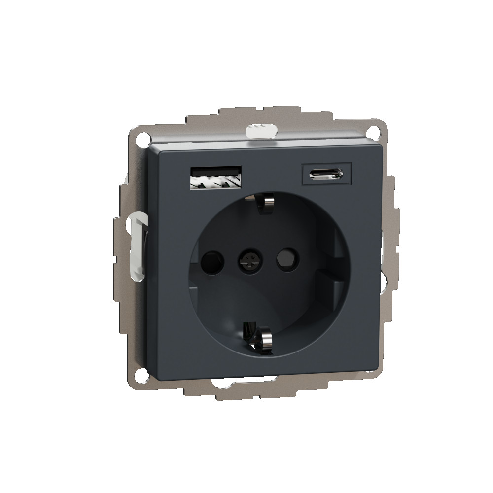 SM, РОЗЕТКА с USB A+C, АНТРАЦИТ