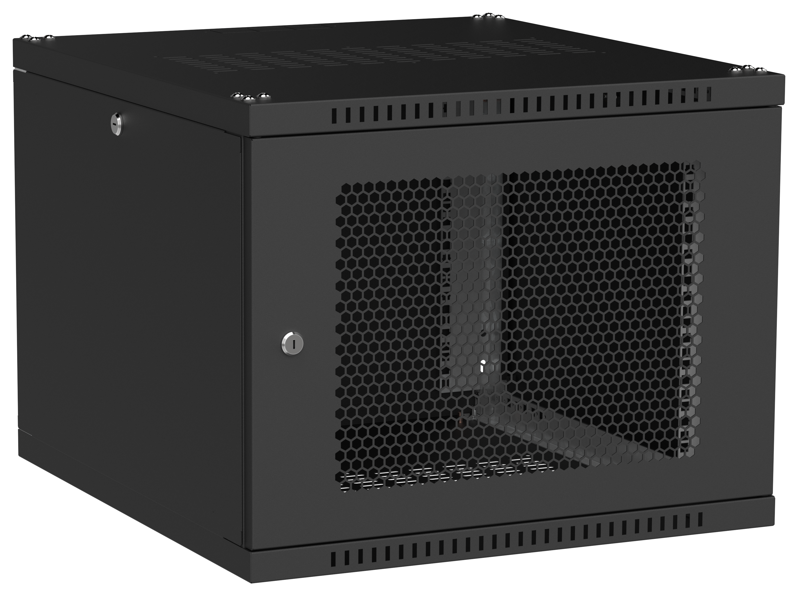 Шкаф настенный 19" 9U 600х650мм перфорированная дверь черный GENERICA