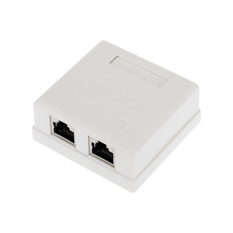 Розетка компьютерная внешняя, 2-порта RJ-45 (8P8C), STP, CAT 6 REXANT
