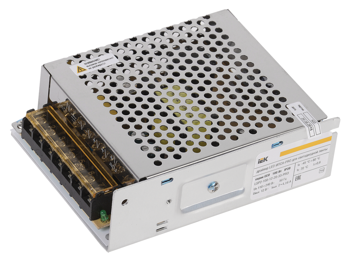 Драйвер LED ИПСН-PRO 100Вт 12 В блок - клеммы IP20 блистер IEK