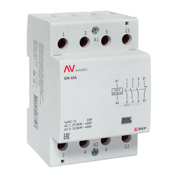 Контактор модульный КМ 40А 3NO+1NC 230В АС (3 мод.) AVERES EKF