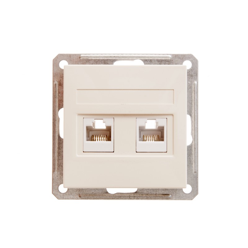 W59 РОЗЕТКА двойная компьютерная RJ45 кат.5Е, механизм, СЛОНОВАЯ КОСТЬ